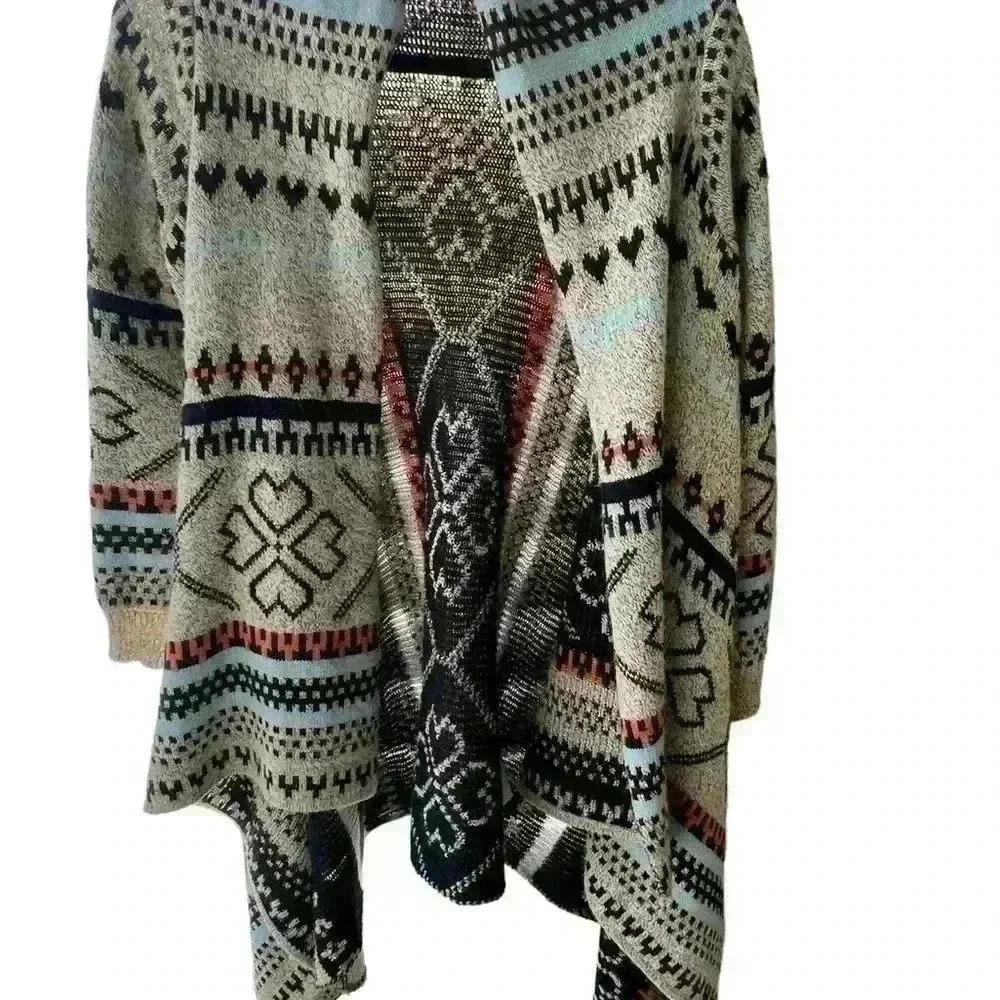 Tcec Aztec Style Print Drape Like Cardigan - image 2